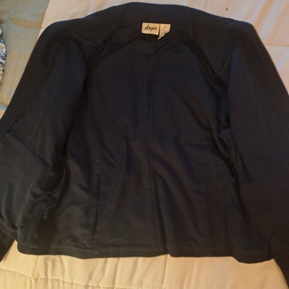 Navy blue tailored wool coat - Picture 3 of 4